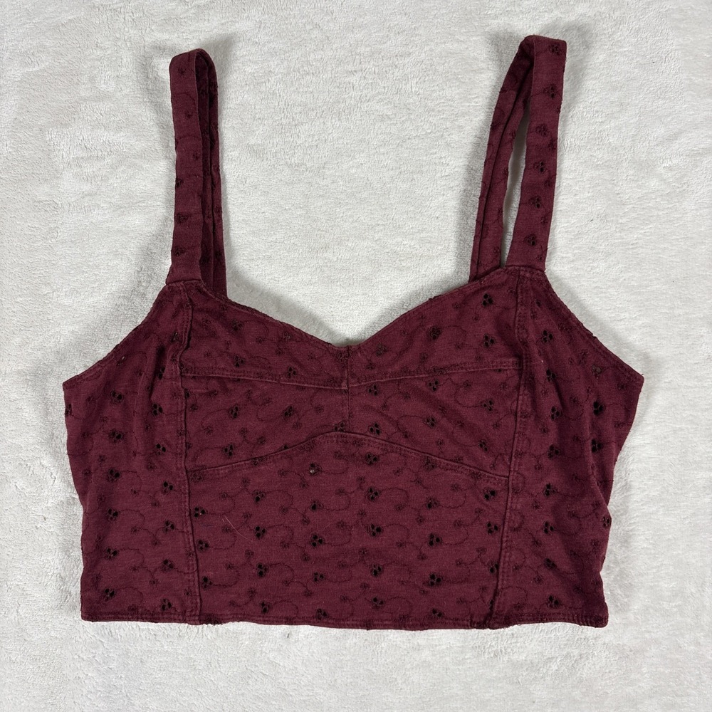 Roxy Burgundy Eyelet Halter Top‎ Size Small Petite